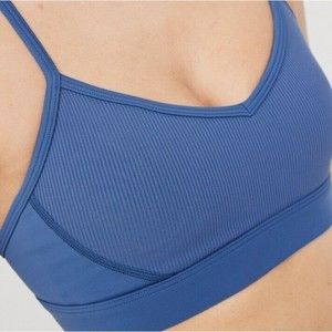 OFFLINE by Aerie Size Large Goals Ribbed Strappy back sports Bra Blue Hook Back